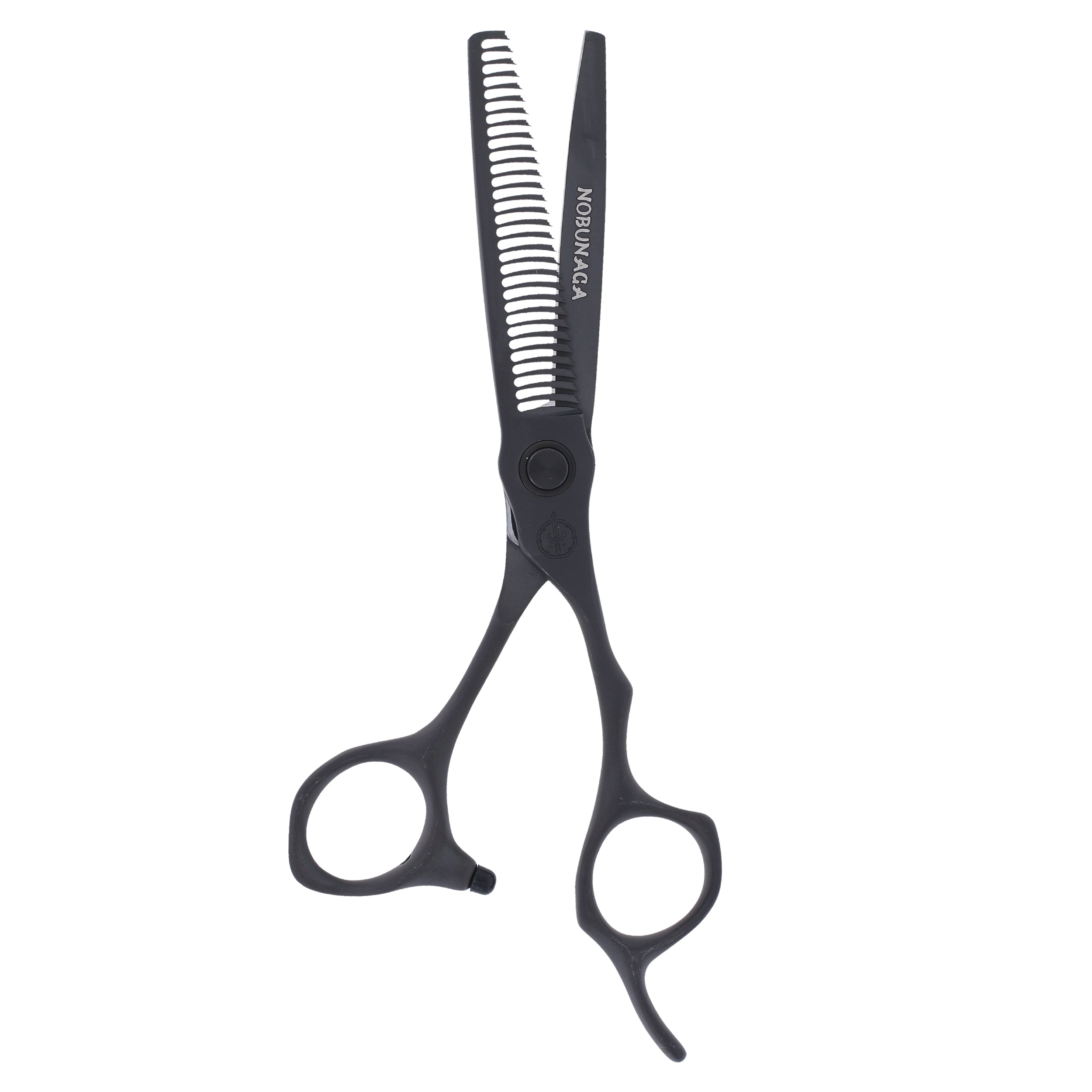 Tijeras para entresacar el cabello MISAKI M-308 Nobunaga de 30 dientes, color titanio negro